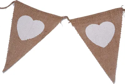 Image de LOVE Triangle Linen Hanging Flags Heart shaped Banner Bunting for Wedding Decoration (Drapeaux suspendus en lin en forme de coeur) pour la décoration de mariage