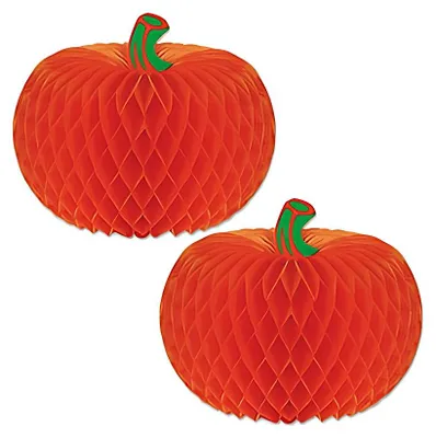 Produktbild von Beistle Halloween Dekoration, 2 kleine Papier-Kürbisse, 18 cm Durchmesser