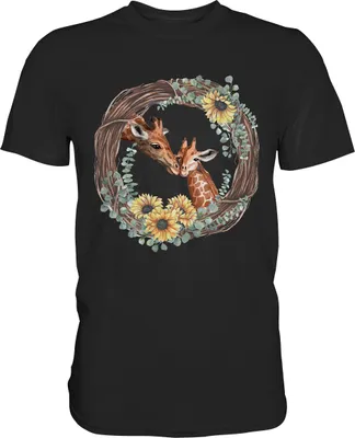 Produktbild von Giraffe Sonnenblumen T-Shirt Mama Tochter Geschenk – Black / S