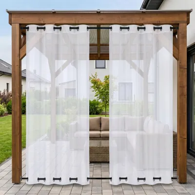 Produktbild von Outdoor Vorhang Wetterfest Transparent mit Ösen, B132xH273cm Wasserdicht Outdoorvorhänge Winddicht für Balkon Garten Pavillon, 1 Stück