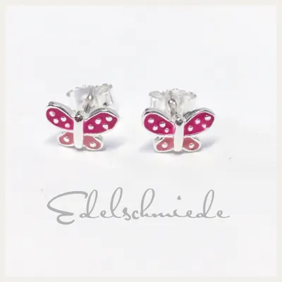 Produktbild von rosa Schmetterling Kinder Ohrstecker 925/-