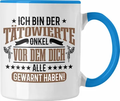 Produktbild von Trendation - Onkel Tasse für Tattoowierten Onkel Geschenk Spruch (Blau)