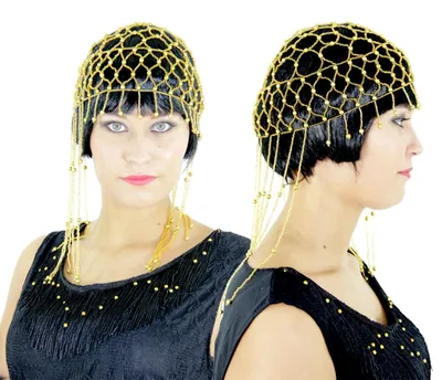 Produktbild von Goldener Häkel-Kopfschmuck mit Perlen im 20er-Jahre-Stil