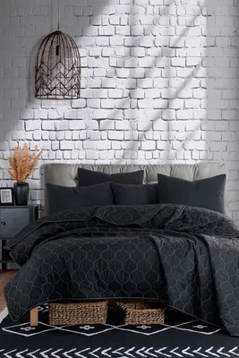 Zdjęcie produktu dla L'Essentiel Linge de Maison, podwójny zestaw narzut, Solid - Black, 65% BAWEŁNA / 35% POLIESTER, czarny, 200 x 220 cm