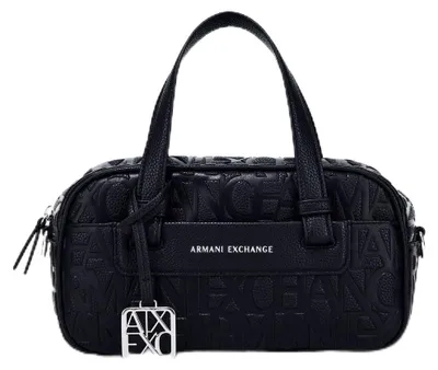 Immagine prodotto di Armani Exchange A|X, borsa a mano "Liz" in pelle effetto pietra, colore nero, taglia piccola