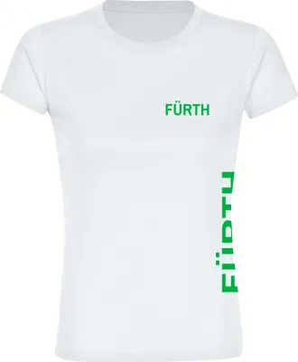 Produktbild von multifanshop Damen T-Shirt - Fürth - Brust & Seite, weiß, Größe 3XL