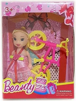 Produktbild von Mini-Puppe 7 cm mit Fahrrad - (Spielzeug, Puppen)