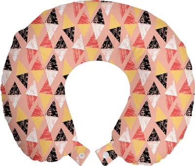 Produktbild von ABAKUHAUS Rhombus drucken Reisekissen Nackenstütze, Flüchtiger Triangles, Schaumstoff Reiseartikel für Flugzeug und Auto, 30x30 cm, Burnt Sienna Blush