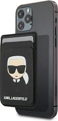 Obrázok produktu pre Magnetické puzdro na karty Karl Lagerfeld Saffiano Karl's Head MagSafe Black