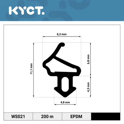 Produktbild von Fensterdichtung EPDM Schwarz für PVC Fenster & Türen Gummidichtung WS021 200m