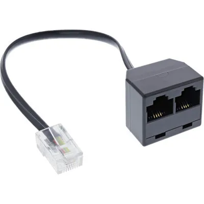 Obrázok produktu pre InLine® 69933B ISDN rozvádzač 1x RJ45 St na 2x RJ45 Bu, (8P4C) s 15cm káblom, bez koncových odporov
