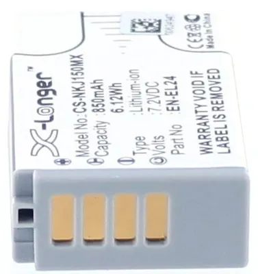 Produktbild von Akku für Nikon EN-EL24 Li-Ion 7,2 Volt 800 mAh schwarz.