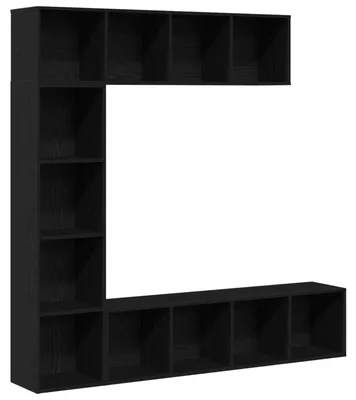 Image de vidaXL Bibliothèque 3 pcs noir imitation chêne 36 x 30 x 143 cm