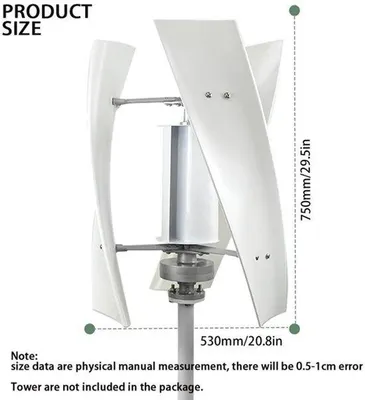 Image de Éolienne verticale de 3000W avec contrôleur MPPT et panneaux solaires