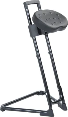 Produktbild von Stehhilfe San Diego | Sitzhöhe 60-85cm | Tragfähigkeit 110kg | Polyurethane-Sitz | mit Stahlrohrgestell | Schwarz/Schwarz