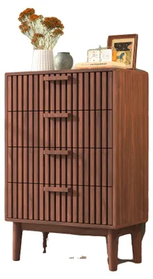 Zdjęcie produktu dla Komoda, konstrukcja drewniana, pojemna przestrzeń do przechowywania, orzech 60 x 34 x 91 cm