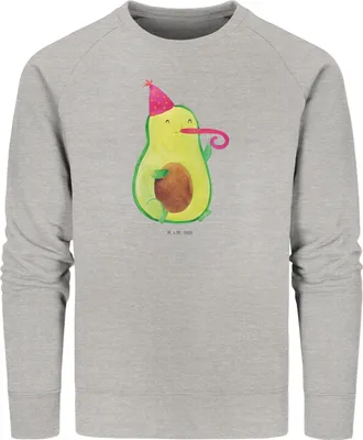 Produktbild von Mr. & Mrs. Panda Baumwoll Pullover Avocado Feier Größe XL - Heather Grey - Geschenk, Bio, Geburtstag, Feierlichkeit, Pulli, Sweatshirt, Gute Laune, Sweater, Party, Fete