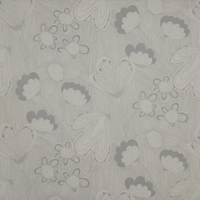 Canvas-Stoff, Bio-Baumwolle, 100x280 cm, Blumen, grau