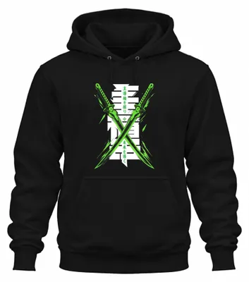 Produktbild von Cyberpunk Katana Schwerter Japanisch Japan Y2K Manga Hoodie Kapuzenpullover, Schwarz, S