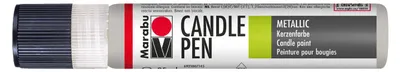 Produktbild von Marabu 18050009782 - Candle Pen Metallic Silber, Kerzenpen, cremig, weiche Wachsmalfarbe, auf Wasserbasis, lichtecht, geruchsneutral, wetterfest, kind