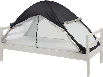 Obrázek produktu pro Dětský stan na postel s moskytiérou – ochrana proti hmyzu pro dvojlůžko – lehký a skládací – ideální pro děti – 200 x 90 x 110 cm