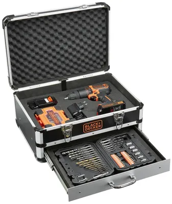 Produktbild von Black & Decker BDC718AS2F, Handbohrmaschine, Ohne Schlüssel, Schwarz, Orange, 1,1 cm, 2,5 cm, 1 cm