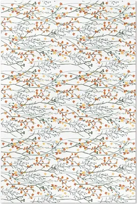 Produktbild von Blumen und Zweige im Boho-Stil – Vinyl Fußmatte – 100x150 cm – Rutschfest, Pflegeleicht & Langlebig