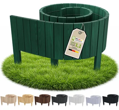 Obrázek produktu pro Floranica dřevěný obrubník záhonu 40 x 200 cm zelený,  flexibilní rollborder okraj trávníku zahradní plot dřevěný plot​