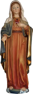 Produktbild von Heiligenfigur Maria mit Herz 27 cm handbemalt Polyresin Deko