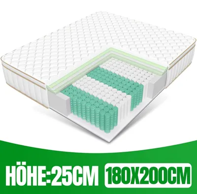 Zdjęcie produktu dla Materac sprężynowy kieszeniowe - Materac ergonomiczny - Materac 7-strefowy - Materac sprężynowy - Materac z pokrowcem - 180x200x25 cm