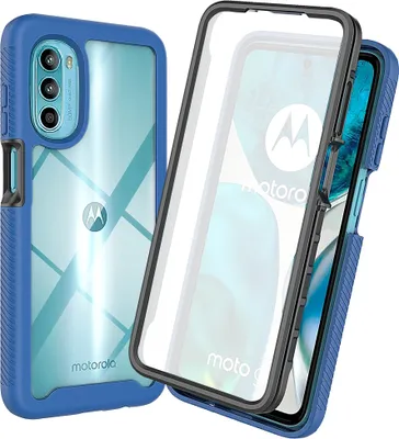 Produktbild von Moto G52 Hülle, TPU Bumper mit Eingebautem Displayschutz 360 Grad Komplettschutz Schutzhülle für Motorola Moto G52 Dunkelblau