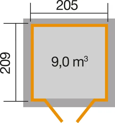 Produktbild von WEKA 226.2121.10400 Gartenhaus/Blockbohlenhaus Luna mit Doppeltür ; Größe: 1 ; Farbgebung: Naturbelassen ; Wandstärke: 21 mm ; Maße (LxBxH): 209 cm x 205 cm x 252 cm ; Seitenwandhöhe: 197 cm