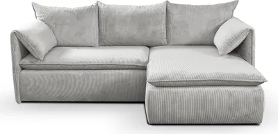 Produktbild von Ecksofa mit Schlaffunktion - Ecke Rechts - Feincord - Hellgrau - TEODORA
