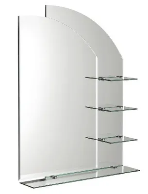 Image de Aqualine Wega - Miroir 650x900 mm, arrondi, avec étagères 65028