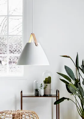 Zdjęcie produktu dla Lampa wisząca z paskiem Lampa wisząca Ø 36 cm biały/skóra