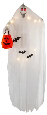 Produktbild von Gespenst mit Kürbistasche & LED als Hängefigur 177cm
