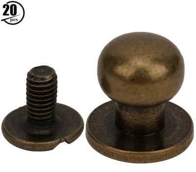 Obrázek produktu pro 20 sad měděných nýtů s kulatou hlavou pro ruční výrobu kožených výrobků, 10 x 8 mm, bronzové