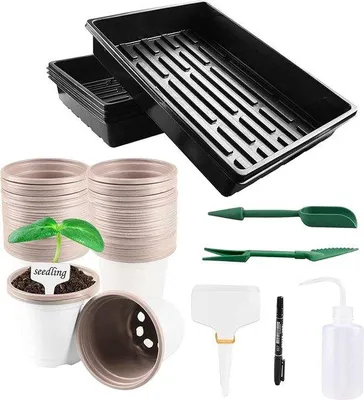 Produktbild von Famanu Kweekpotten 9 cm mit Untersetzern - Set mit 50 Stück