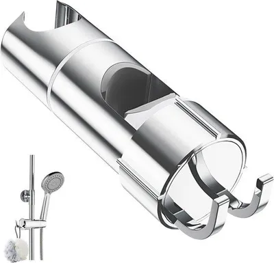 Produktbild von Famanu Duschehalter mit Doppelhaken für verschiedene Duschköpfe und Stangen - verstellbar
