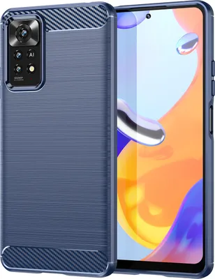 Produktbild von Redmi Note 11 Pro Hülle, Carbon-Faser TPU Silikon Stoßfest Schutzhülle für Xiaomi Redmi Note 11 Pro 5G / 4G Blau