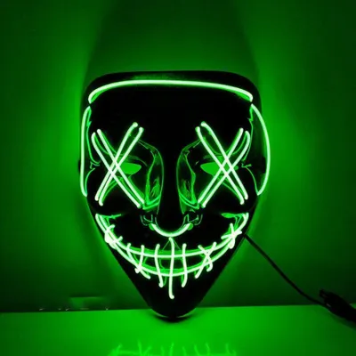 Produktbild von Tarnmaske, LED-Halloween-Maske, Reinigungsmaske, LED, leuchtet im Dunkeln, Cosplay-Grün