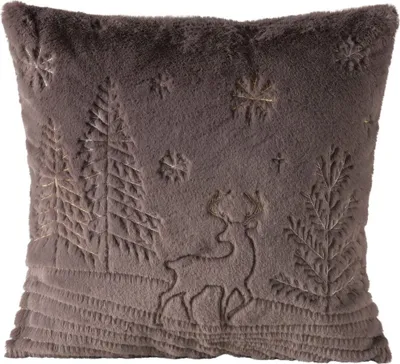 Produktbild von Winterliches Dekokissen mit Hirschmotiv in Grau - 45x45 cm