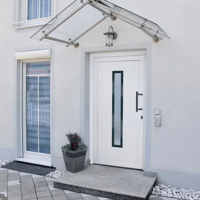 Zdjęcie produktu dla vidaXL Drzwi wejściowe białe 108x208 cm PVC