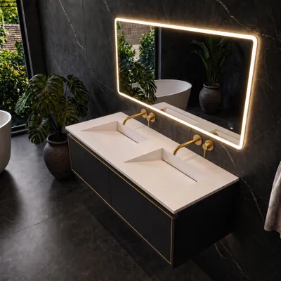 Obrázek produktu pro BALNEO dvojité umyvadlo Solid Surface ALVERIA 140 cm