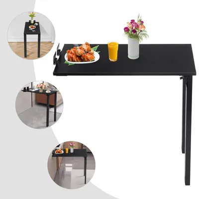 Image de Table pliante, Table de salle à manger pliante, Table pliante murale moderne, Noir