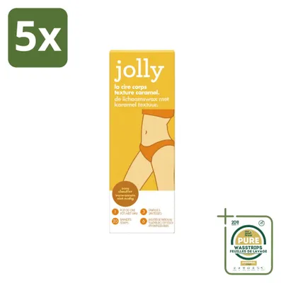 Immagine prodotto di 5 confezioni di cera depilatoria Jolly - Aroma caramello - 20 strisce di cera per confezione - Confezione da 5 pezzi