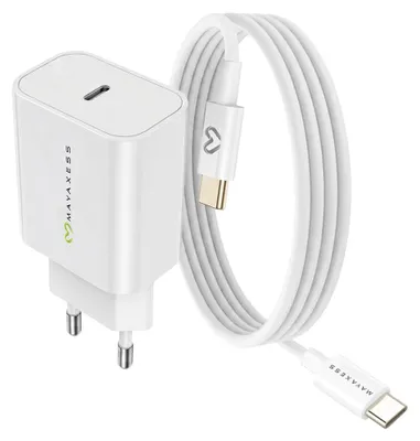 Immagine prodotto di Mayaxess, alimentatore da 20 W per Xiaomi 14T + cavo USB-C da 1 m, bianco