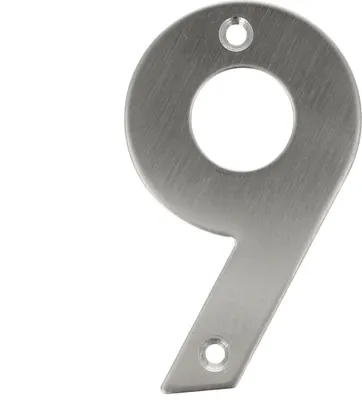 Produktbild von Edelstahl Hausnummern 0-9 matt gebürstet Buchstaben A-I Hauswandnummern 100mm 9