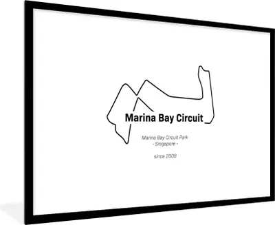 Produktbild von MuchoWow® Gerahmtes Poster Singapur - Formel-1-Rennstrecke 90x60 cm - Poster mit Schwarzem Bilderrahmen Wandposter Rahmen Foto Bilder - Wanddekoration - Fotos