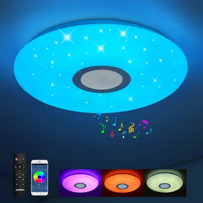 Produktbild von JDONG Led Deckenleuchte mit Fernbedienung und App dimmbar 36W Bluetooth Deckenleuchte Sternenhimmel,Farbwechsel RGB Warmweiß/Kaltweiß 3000-6500K,Weißes Rauschen
